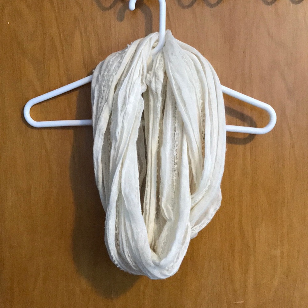 Semi sheer off white infinity scarf